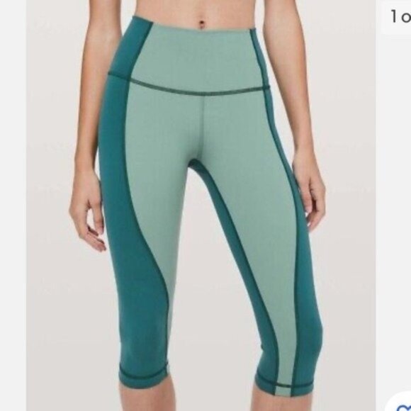 Lululemon Wunder Under Crop HR Curve Green Leggings - Picture 4 of 8